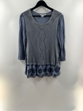 Vintage Feratelli Blue Open Knit Layered Sweater – Women's Medium